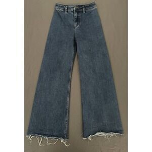 Rip Curl Jeans Wide Leg Raw Hem Womens 25 Dark Wash Retro Boho Style High Rise